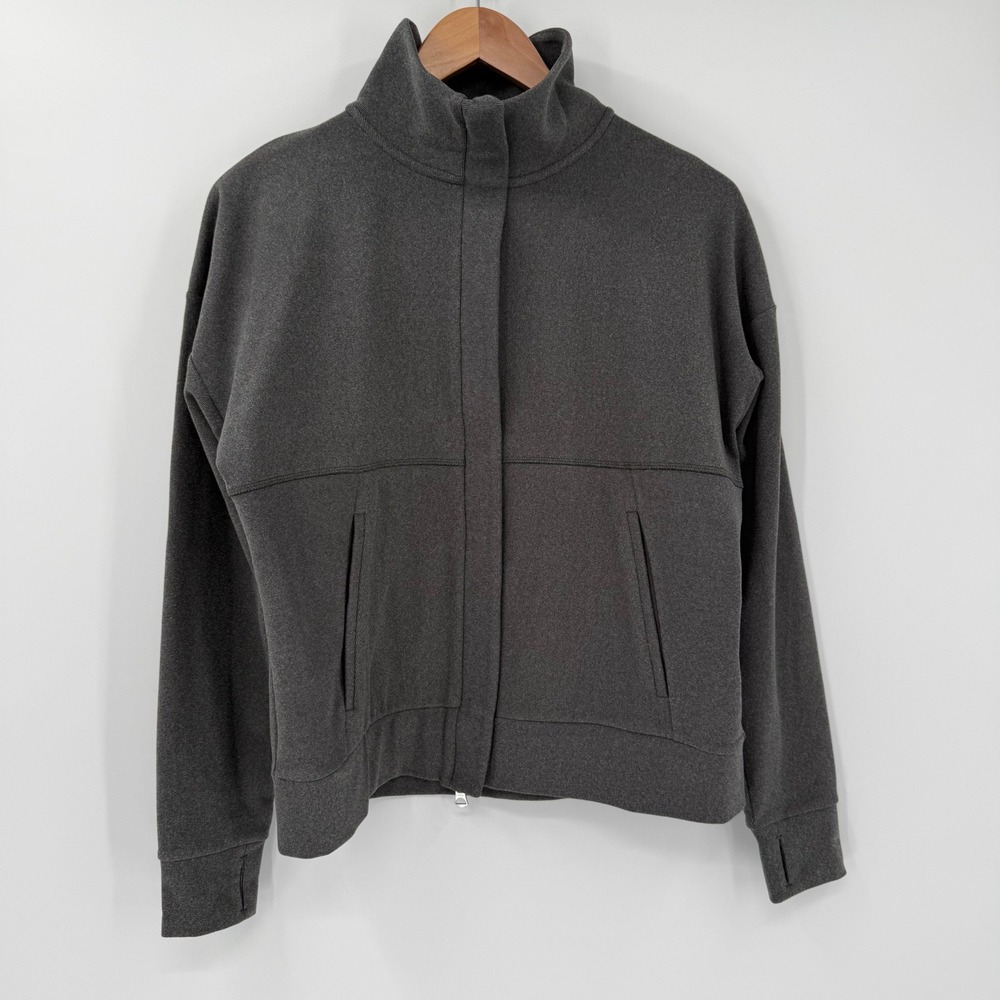 Varley Rozanna Zip Through Midlayer Sweatshirt Gray Brushed Rib Women's XS